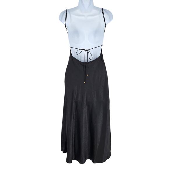 Saints + Secrets Black Square Neck Strappy Back Tie Side Zip Dress Size Small - Picture 7 of 7